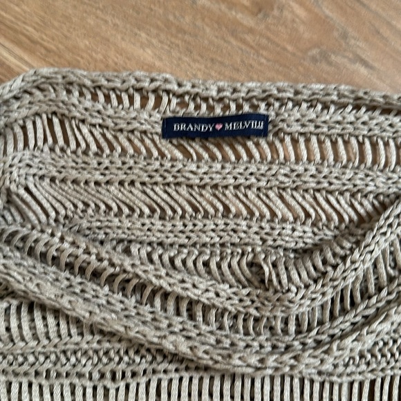 Brandy Melville Tan Crochet Sweater - Size M - Picture 2 of 3